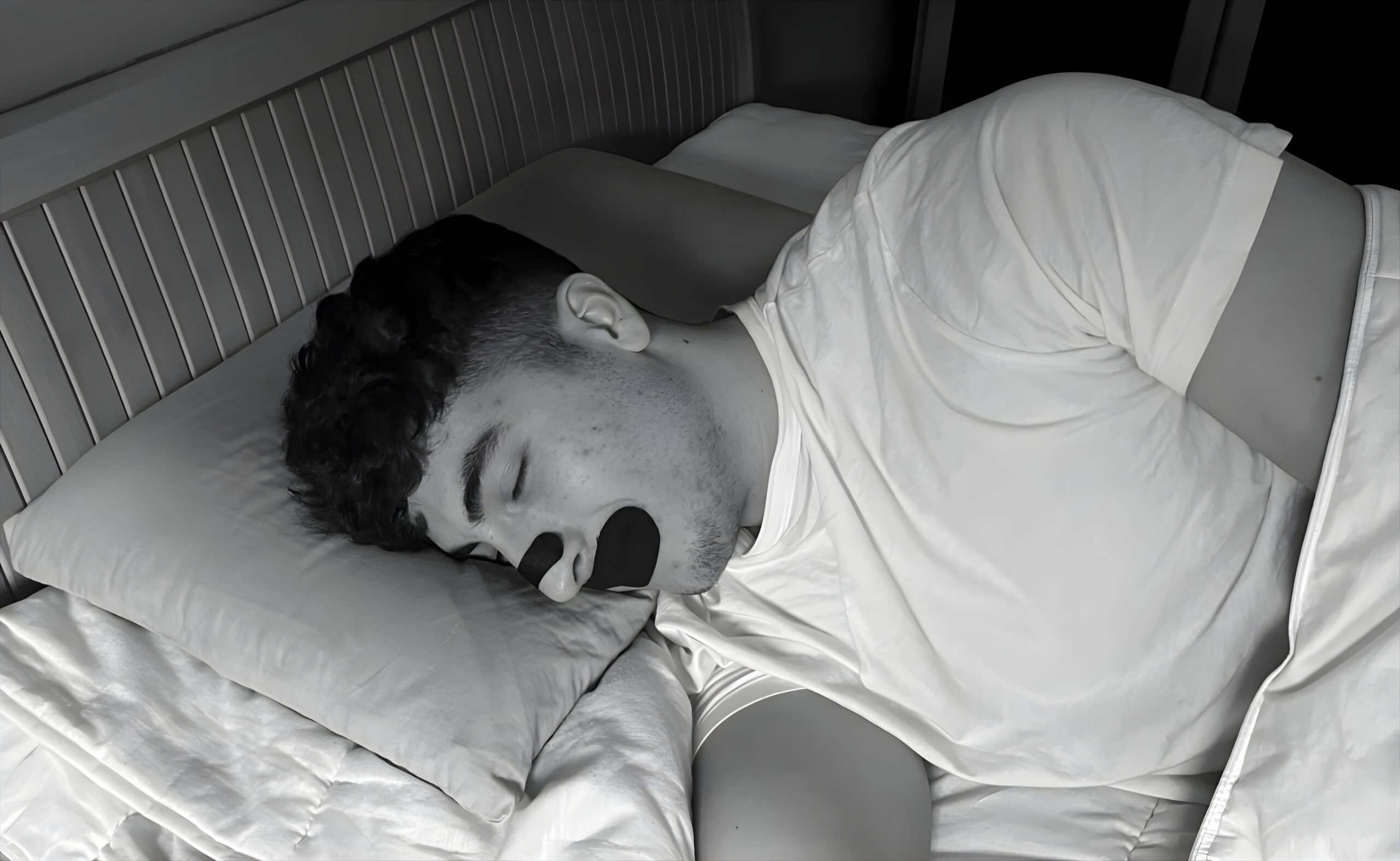 hombre durmiendo con el producto de sleep&breath