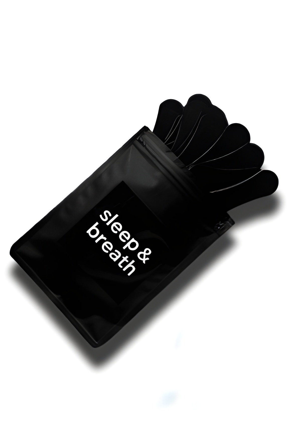 Pack 31 unidades tiras nasales de la marca Sleep&Breath abierto con las tiras saliendo por la parte superior